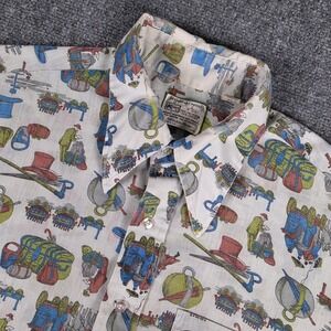 Vtg Kmart Permanent Press Shirt Mens L White Novelty Travel Print 70's‎